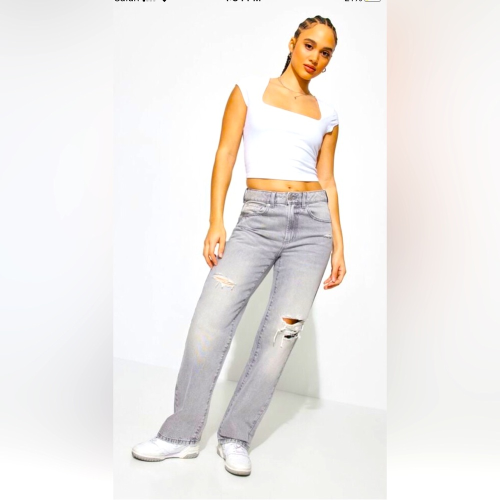 Grey straight leg jeans like new